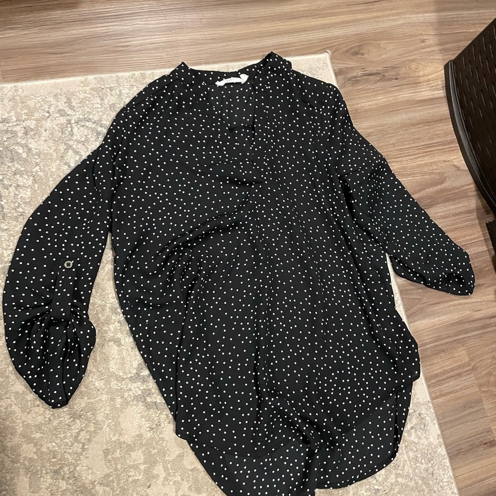 Lush S B&W Polka Dot Blouse